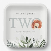 かわいいボホライオンの葉の二回目の誕生日パーティー ペーパープレート (正面)