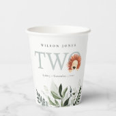 かわいいボホライオンの葉の二回目の誕生日パーティー 紙コップ (裏面)