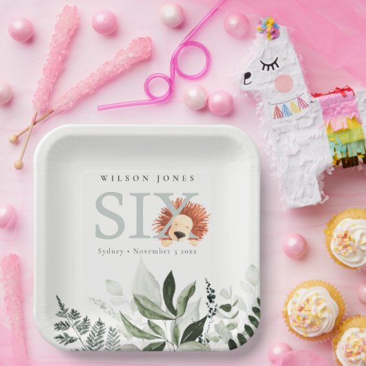 かわいいボホライオンの葉の六番目の誕生日パーティー ペーパープレート (パーティー)