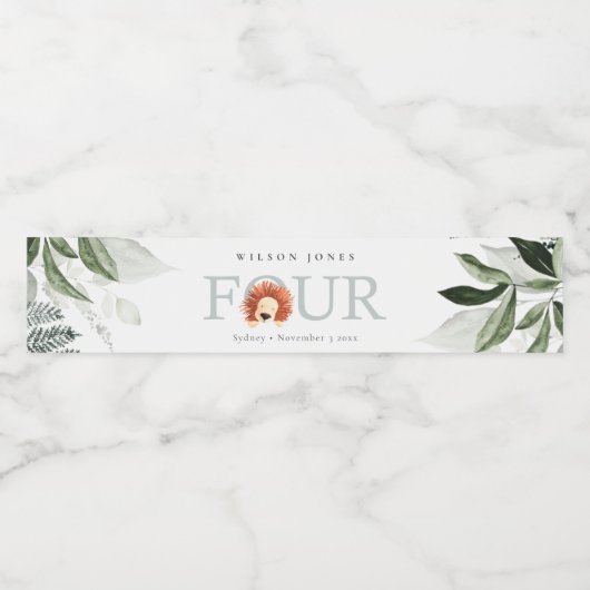 かわいいボホライオンの葉の四番目の誕生日パーティー ペットボトルラベル (シングルラベル)