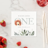 かわいいボホライオンの葉の最初の誕生日パーティー スタンダードカクテルナプキン (インサイチュ)