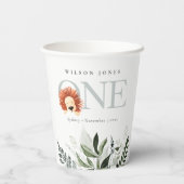 かわいいボホライオンの葉の最初の誕生日パーティー 紙コップ (裏面)