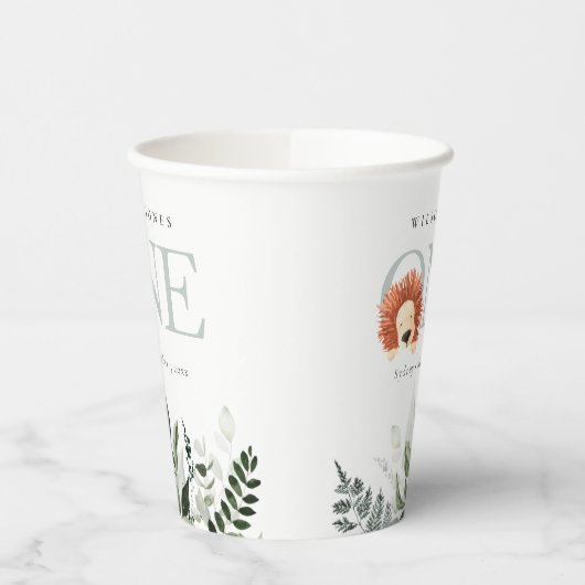 かわいいボホライオンの葉の最初の誕生日パーティー 紙コップ (左)