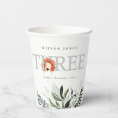 かわいいボホライオンの葉の第3バースデーパーティー 紙コップ (裏面)