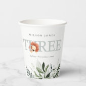 かわいいボホライオンの葉の第3バースデーパーティー 紙コップ (正面)