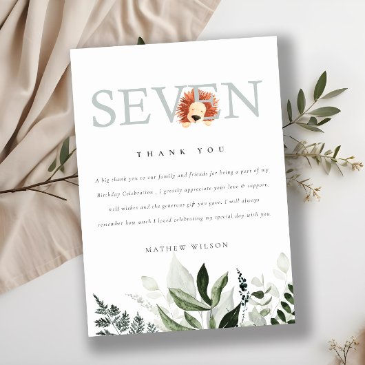 かわいいボホライオンリーフ7位誕生日 サンキューカード