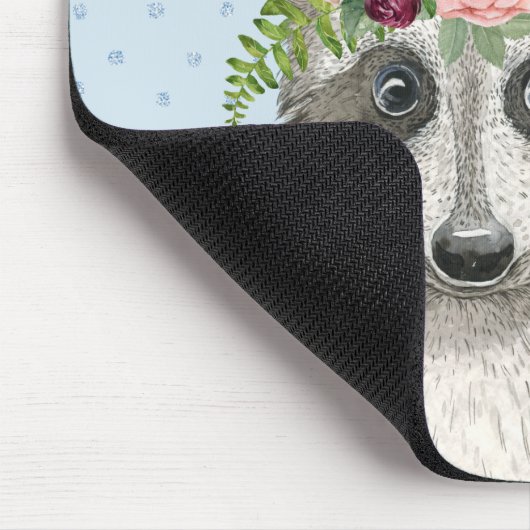 かわいいボホラクーンとフローラ冠と名前 マウスパッド (コーナー)