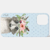 かわいいボホラクーンとフローラ冠と名前 Case-Mate iPhoneケース (裏面 (横))