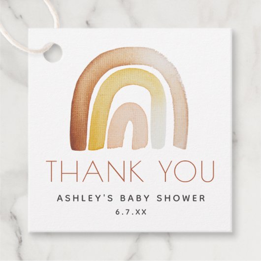 かわいいボホレインボーありがとう赤ちゃんシャワー フェイバータグ (正面)