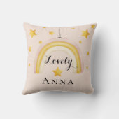 かわいいボホレインボーと金ゴールド星 クッション (裏面)