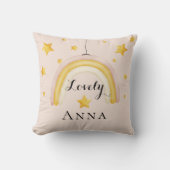 かわいいボホレインボーと金ゴールド星 クッション (正面)
