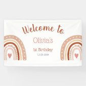 かわいいボホレインボーガールの最初の誕生日へようこそ 横断幕 (横)