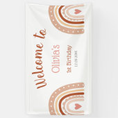 かわいいボホレインボーガールの最初の誕生日へようこそ 横断幕 (縦)