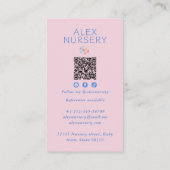 かわいいボホレインボークラウドウォーター色ベビーシッター 名刺 (裏面)