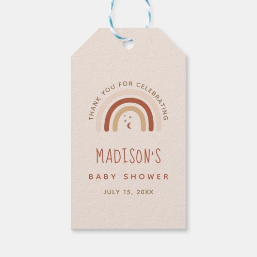 かわいいボホレインボーテラコッタベビーシャワームーンスター ギフトタグ (裏面)