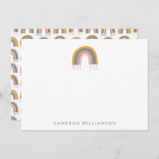 かわいいボホレインボーパーソナライズされたベビー&キッズ ノートカード (正面/裏面)