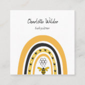 かわいいボホレインボーベビーシッターの名刺 スクエア名刺 (正面)