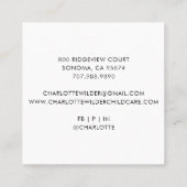 かわいいボホレインボーベビーシッターの名刺 スクエア名刺 (裏面)