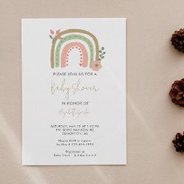 かわいいボホレインボーベビーシャワーフラワーアーストーン 招待状