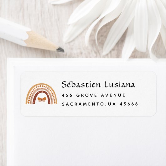 かわいいボホレインボーベビーシャワー差出人住所 ラベル (インサイチュ)