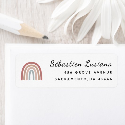 かわいいボホレインボーベビーシャワー差出人住所 ラベル (インサイチュ)