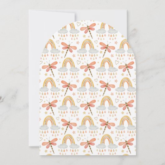 かわいいボホレインボーレインドロップアーチベイビーシャワー 招待状 (裏面)