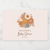 かわいいボホレトロフローラベビーシャワー名前をカスタムする スパークリングワインラベル (シングルラベル)