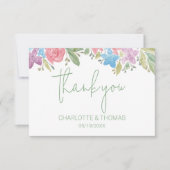 かわいいボホワイルドフラワーウォーターカラーハンド絵を描 サンキューカード (正面)