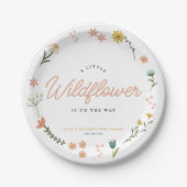 かわいいボホワイルドフラワーフローラ女の子ベビーシャワー ペーパープレート (正面)