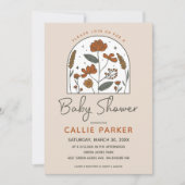 かわいいボホワイルドフラワーベビーシャワー招待状 招待状 (正面)