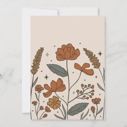 かわいいボホワイルドフラワーベビーシャワー招待状 招待状 (裏面)