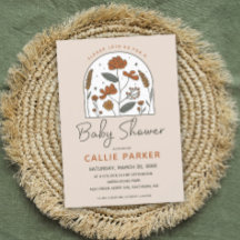 かわいいボホワイルドフラワーベビーシャワー招待状