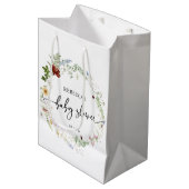 かわいいボホワイルドフラワー緑の赤ちゃんシャワー ミディアムペーパーバッグ (正面アングル)