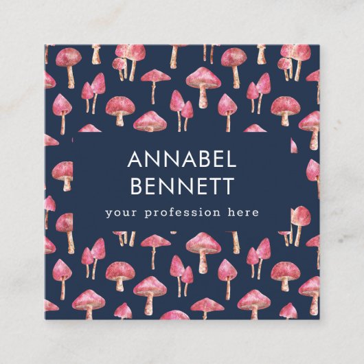 かわいいボホーきのこのパターン スクエア名刺 (正面)