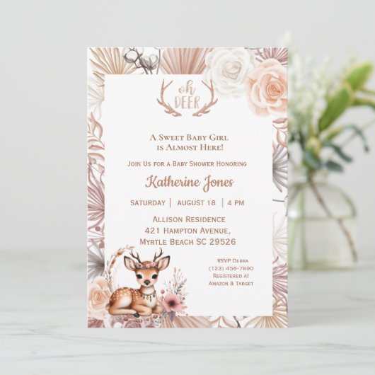 かわいいボホーディアベビーシャワー招待状 招待状 (スタンド正面)