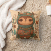 かわいいボホーフローラフクロウ漫画 クッション (ブランケット)