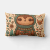 かわいいボホーフローラフクロウ漫画 ランバークッション (裏面)