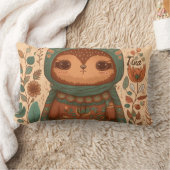 かわいいボホーフローラフクロウ漫画 ランバークッション (ブランケット)