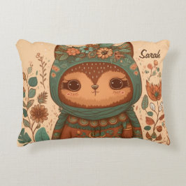かわいいボホーフローラフクロウ アクセントクッション