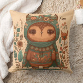 かわいいボホーフローラフクロウ クッション (ブランケット)