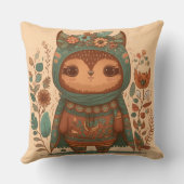 かわいいボホーフローラフクロウ クッション (裏面)