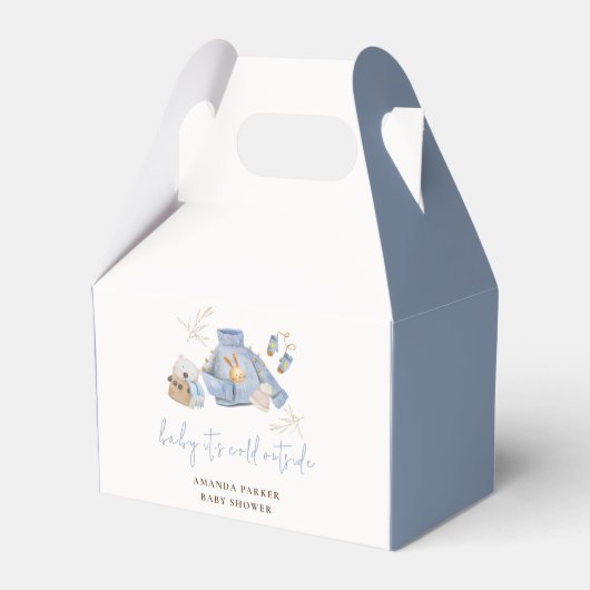 かわいいボホ冬の服おもちゃ女の子ベビーシャワー フェイバーボックス (正面サイド)