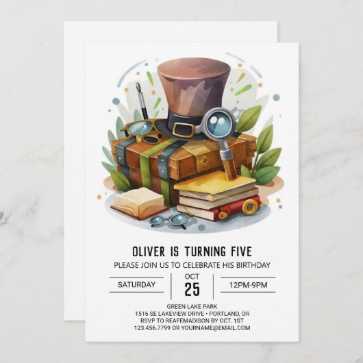 かわいいボホ刑事誕生日 招待状 (正面/裏面)