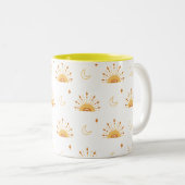 かわいいボホ天シームレスパターン ツートーンマグカップ (正面右)