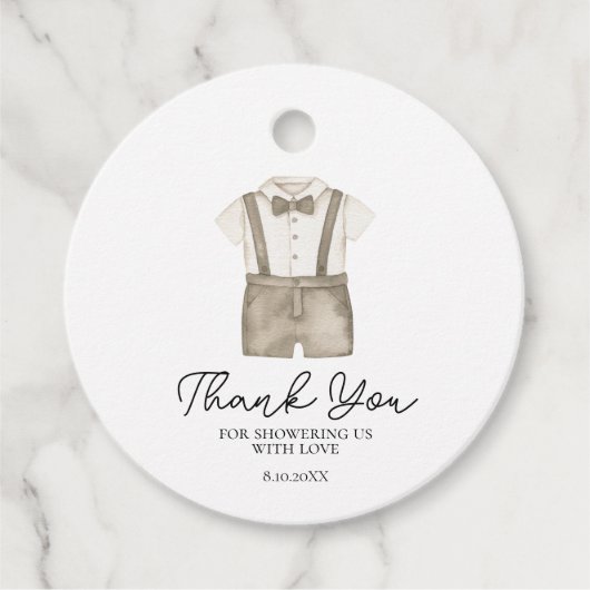 かわいいボホ服ボーイ赤ちゃんシャワー フェイバータグ (正面)