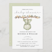 かわいいボホ服女の子ベビーシャワー招待状 招待状 (正面/裏面)