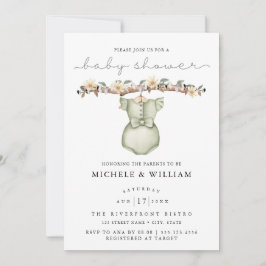 かわいいボホ服女の子ベビーシャワー招待状 招待状