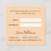 かわいいボホ結婚ヘアースタイル美容師フローラ 予約カード (裏面)