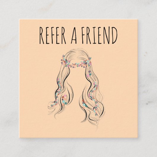 かわいいボホ結婚ヘアースタイル美容師フローラ 予約カード (正面)