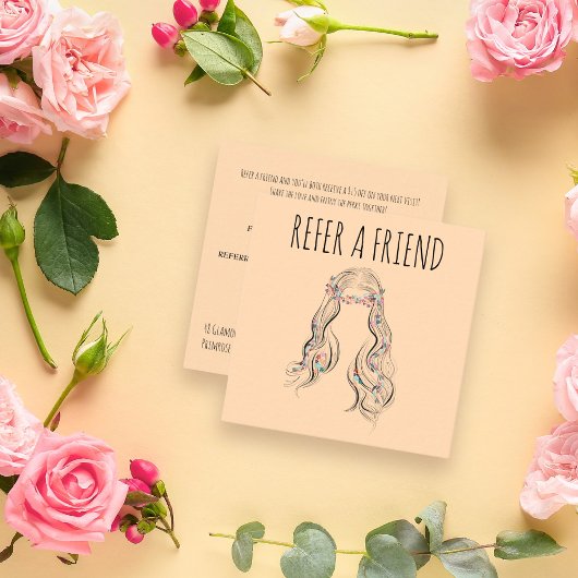 かわいいボホ結婚ヘアースタイル美容師フローラ 予約カード